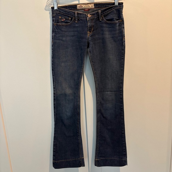 Hollister Flare Jeans 26x32 Size 3 Dark Wash Super Low Rise Stretch Y2K Denim - Picture 5 of 16